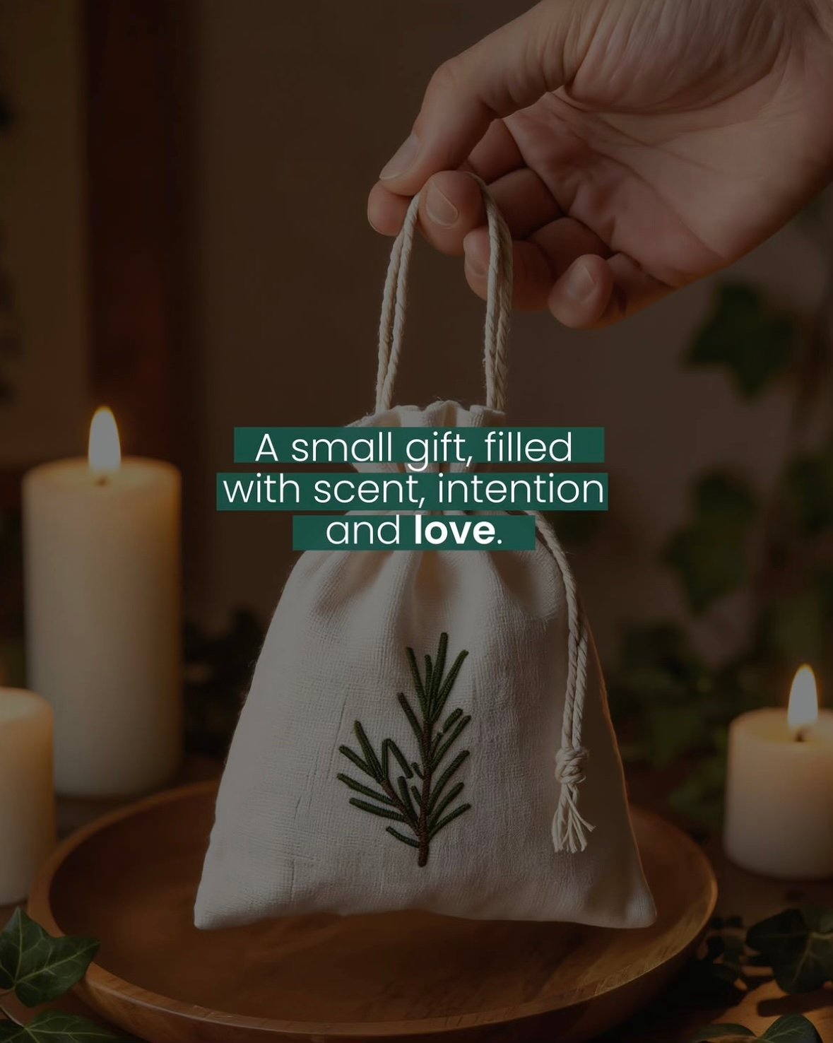 Aconchego aromatic sachet — a small gift filled with scent, intention and love